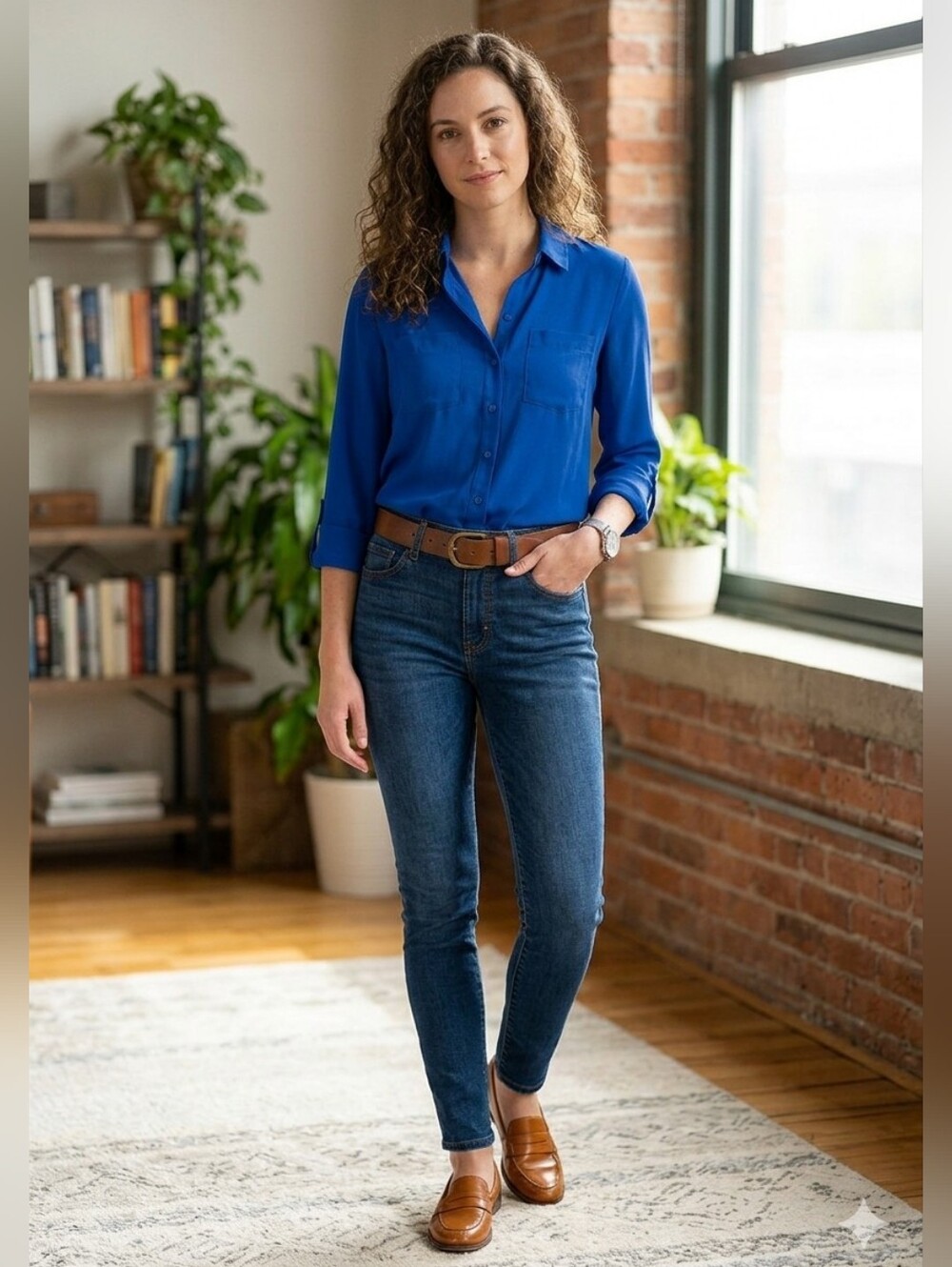 Bright Blue Button-Down Shirt
